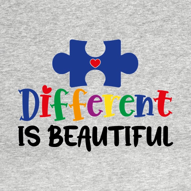 Different is Beautiful Autism Awareness Gift for Birthday, Mother's Day, Thanksgiving, Christmas by skstring